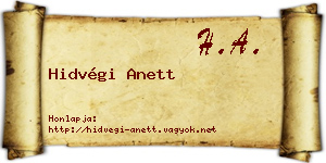 Hidvégi Anett névjegykártya
